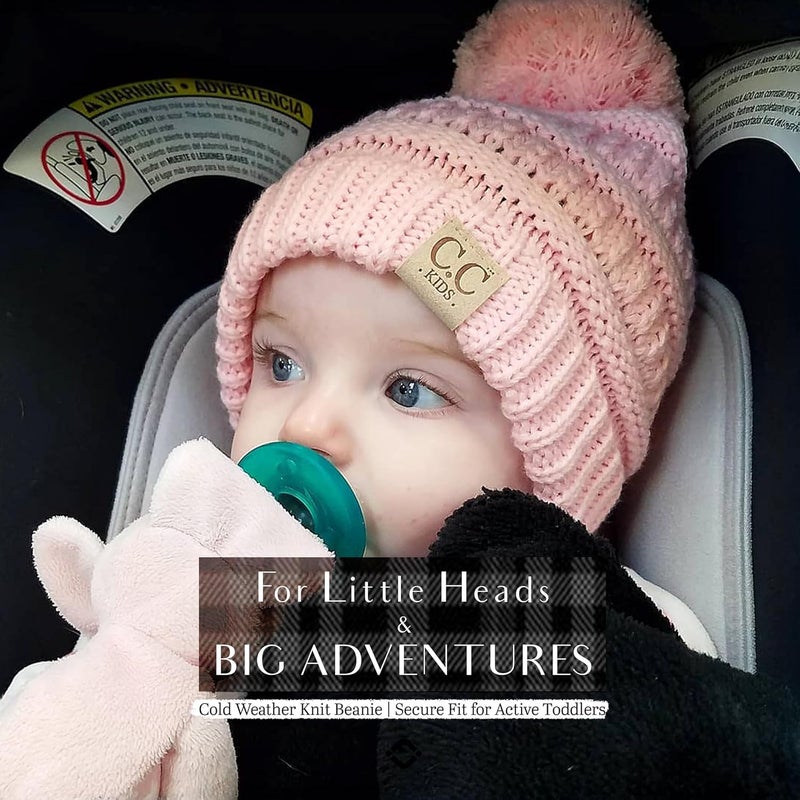 Funky Junque Toddler Pom Beanie – Kids Winter Hat for Ages 1–4, Baby Boy & Girl Knit Beanies, Warm Cozy Knit Snow Hats - Image 4